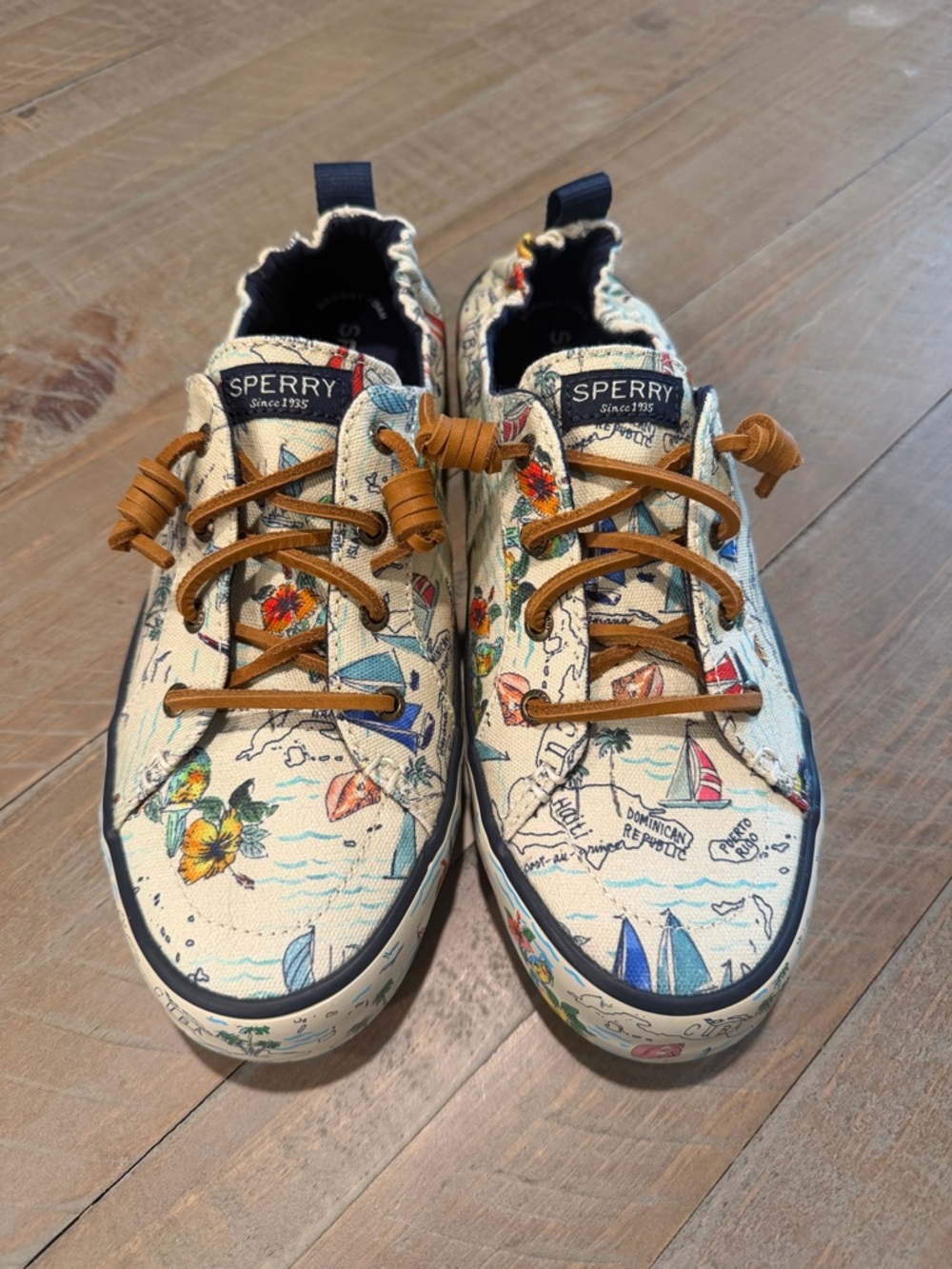 Sperry Top Sider Crest Ebb Map Caribbean Slip on Sneakers Women’s Size 10